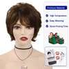 Synthetic Wigs GNIMEGIL Synthetic Short Wigs for Women Natural Brown Curly Pixie Layered Haircut Mommy Wig Cosplay Halloween Costume Party Wigs HKD230818