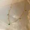 Chains 316L Stainless Steel Retro Niche Design Imitation Emerald Water Drops Zircon Ladies Necklace Fashion Exquisite Jewelry SAN1303