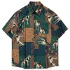 Chemises décontractées pour hommes Retro mignon Imprimer de chien Bouton d'été Top Hawaiian Short Shirt Beach Chemis de plage