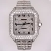 Luxury Watches Ct Swiss Made Watches Ct Santos Men's 40mm Large Steel Watch Arabic Iced 20ct Diamonds Solitaire HB4I