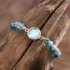 Strand Blue Round Opal Bracelets Bangles Stones Beaded Braided Balance Yoga Jewelry