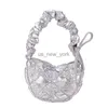 Totes Leftside Silver Shiny Quilted Hobo Shoulder Side Bag For Women 2023 Korean Designer Nylon Padded Handbags Soft Puffy Bag HKD230818