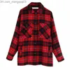 Vestes pour femmes Plaid Overshirt Laine Mélange Veste Vintage Poches Élégantes Mode Revers Col À Manches Longues Manteau Casual Dames Veste Chic Tops Z230818