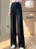 Frauenhose Herbst Frauen Chic Office Tragen Sie gerade Vintage lässige lockere Weitbeinhosen Mode koreanische Schwarze Business Pantalon