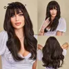 Synthetic Wigs oneNonly Good Quality Synthetic Wigs Long Body Wave Mixed Brown Wig Daily Natural Wigs for Women Heat Resistant Hair HKD230818