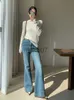 Kvinnors jeans reddachic tall tjejvänliga utskjutna jeans 90 -talets vintage y2k jeans kvinnor streetwear koreansk stil bootcut byxor hög midja byxor j230818