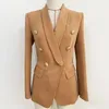 Damenanzüge Blazers High Street Est Designer Blazer Jacke Schlanker sitzender doppelte Metall Löwenknöpfe Schalgeharr 230817