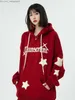 Men's Hoodies Sweatshirts EMBROIDERED STAR LETTER HOODED SWEATER USA EMBROIDERY Y2K autumn loose casual jacket in double tops Z230819