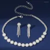 Pendientes de collar Fyuan Fyuan Simple Pearl para mujeres Accesorios de novia de boda de Tassel Long Tassel