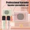 Microphones Mini Karaoke Machine Portable Bluetooth Högtalare med mikrofonuppsättning Portable Handheld Karaoke Mics Högtalarmaskin för barn HKD230818