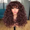 Parrucche sintetiche parrucche sintetiche ricci di zenzero a rame marrone rosso per donne gluelelelesse parrucche naturali con scoppi di cosplay resistenti al calore HKD230818
