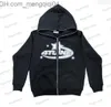 Sweats à capuche pour hommes New American Flame Broderie Zipper Hoodie Sweat Femme Vintage Loose Fit Casual Street Style Col Rond Top Z230819