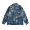 Giacche da uomo Cappotti con motivo stampato a fiori in denim oversize Hip Hop Streetwear Cappotti per uomo Primavera Autunno 230817
