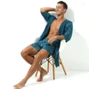 Vêtements de nuit pour hommes Robe à capuche en soie Satin Kimono demi-manches peignoir Robe chemise de nuit hommes vêtements de nuit amples vêtements de nuit Lingerie mince