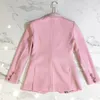 Womens Suits Blazers HIGH STREET est Fashion Designer Blazer Long Sleeve Floral Lining Rose Buttons Pink Outer Jacket 230817