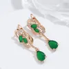 Dangle Earrings Wbmqda Fashion Emerald Drop For Women 585 Rose Gold Color With White Natural Zircon Fine Crystal Flower Jewelry Gifts