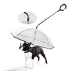 Hundekleidung Griff transparenter Haustierschirm mit Leine für Regenwanderschirme wasserdichte Katzenversorgungsprodukte