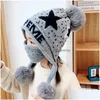 Bonnet / Casquettes De Crâne Accessoires De Mode Hiver Enfants Chapeau Masque Ensemble Tricoté Chaud Polaire En Plein Air Pompon Pour Fille Garçon Enfant Visage Drop Deliver Dhbnu