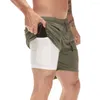 Shorts masculinos homens 2 em 1 Camuflage Gym Wym Fitness Workout Seca calça curta de verão masculino casual de praia solta CrossFit Bottoms