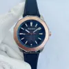Mens watch Automatic movement Two tone gold Blue Gradient Dial Stainless steel heavy band Sports wristwatch 43mm