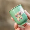 Mugs 3Pcslot Funny Tiger Chinese Green Tea Cup Ceramic Orange Kung Fu Teacup Purple Beautiful Cartoon Teaware A Of Ceremony 230817