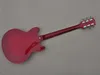 Semi-Hollow Body Wine Red Electric Guitar med Fixed Bridge Flame Maple Top Erbjudande Logotyp/färg Anpassa