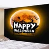 Tapestres Halloween decoração de casa de tapeçaria pendurada hippie decoração de bruxaria Tapiz Pumpkin Lantern Festive Polyester Art Wall Carpet R230817