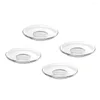 Cups Saucers 4 Pcs Glass Saucer Round Plates Household Tea Decorative Coffee Teacup Tray Kitchen Tableware