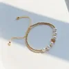 Charm Armbänder 2023 natürliche Süßwasserperle 4mm goldplattierte Perlen Pulseras Femme Luxus Zirkonarmband für Frauen Modeschmuck