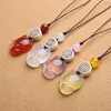 Charms Creative Lanyard Peach Blossom Luck Natural Agate U Disk Pendant Exquisite mobiele telefoonketens Key Ornament