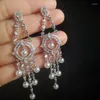 Dangle Earrings S925 Silver Needle Star With The Same Temperament Was Thin And Long Tassel Heavy Industry Zircon Pearl Fashion