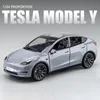 Aircraft Modle 1 24 Model Y Model 3 Model S Alloy Car Model Diecast Metal Voertuigen Model Sound Light Collection Kids Car Toys Gift 230818