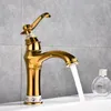 Bathroom Sink Faucets Basin Euro Luxury Gold Jade Deck Faucet Single Handle Bath Vanity Taps Mixer Brass Made