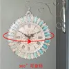 Wandklokken luxueuze dubbele klok 360 ° roterende marineblauwe woonkamer decoratiehars hangend horloge home decor