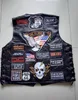 Coletes masculinos masculinos de couro genuíno preto W 42 Patches Us Flag Eagle Biker Vests S-3xl 230817