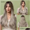 Syntetiska peruker Henry Margu Long Wavy Brown Highlight Blonde Natuarl Hår för kvinnor Cosplay Party Daily Heat Mistent Hair Drop Deliv Dhlrw