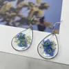 Boucles d'oreilles étalon rétro ovales transparentes naturelles à fleurs sèches résine contracte de la résine originale des femmes bijoux pour femmes