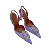 Sandali femminile da donna in stile tacco alto 2023 Solpe in pelle vera in pelle Rhinestone Shou sottili per le donne