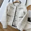 여성 재킷 재킷 여성용 코트 럭셔리 텍스처 작은 향기 거친 트위드 짧은 가디건 230817
