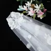 Casamento de pérolas de véu de noiva 2 camadas de pérolas de miçangas com pente com flores brancas apliques capela elegante noiva