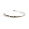 Simple rangée d'argent brillant simple diamant forage petit acajou fin large bracelet de bonbons extensible Bracelet en argent