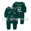 Rompers Baby Boys and Girls Pure Cotton Jumpsuit Summer Racing Car Aston Martin Team Alonso 14 Driver Bebe Crawling 230817