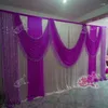 Decorative Flowers 3M 6m Ice Silk White Wedding Backdrop With Blue Sequins Swag Custom Color Luxury Background For Party Decor