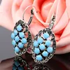 Dangle Earrings Fashion High Quality Blue Stone Turkish Jewelry Drop For Women Vintage Geometry Princess Hooks Earring Wholesale