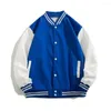 Men's Jackets Stand Collar Jacket Streetwear Baseball Stylish Contrast Color Coats With Elastic Cuffs Collars For Spring