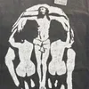 Erkekler Tshirts Kaliteli Saint Michael Moda Tshirt Erkekler Büyük Boy İsa İskelet Desen Yıkanmış Tişört Kadınlar Vintage Tee