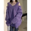 Sweaters de mujeres Mujeres Knitwear Fashion Fashion Top Sexy Open Back Cross Sweater Manga larga Camiseta de punto de punto v425 V425