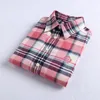 Damenblusen Hemden Herbst Winter Women's Flanell Plaid Hemd 100% Baumwolle Casual Style Blusen Langarm Shirt Weibliche Blusas Büro Tops 230817