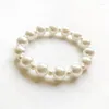 Strand White Artificial Pearls Beads Bracelet Elastic Stretch ABS Imitation Pearl Wrist Jewelry 1pc