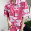 Camisas casuales para hombres 2023 ropa neutral hipster botón de manga corta impresa suelta de moda streetwear verano delgada